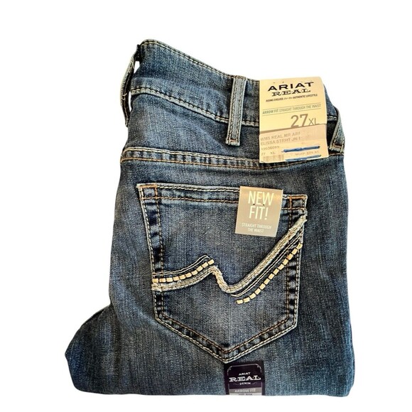 ARIAT REAL Jeans NEW TAGS Mid Rise Elissa Women Sz 27XL Straight extra long leg